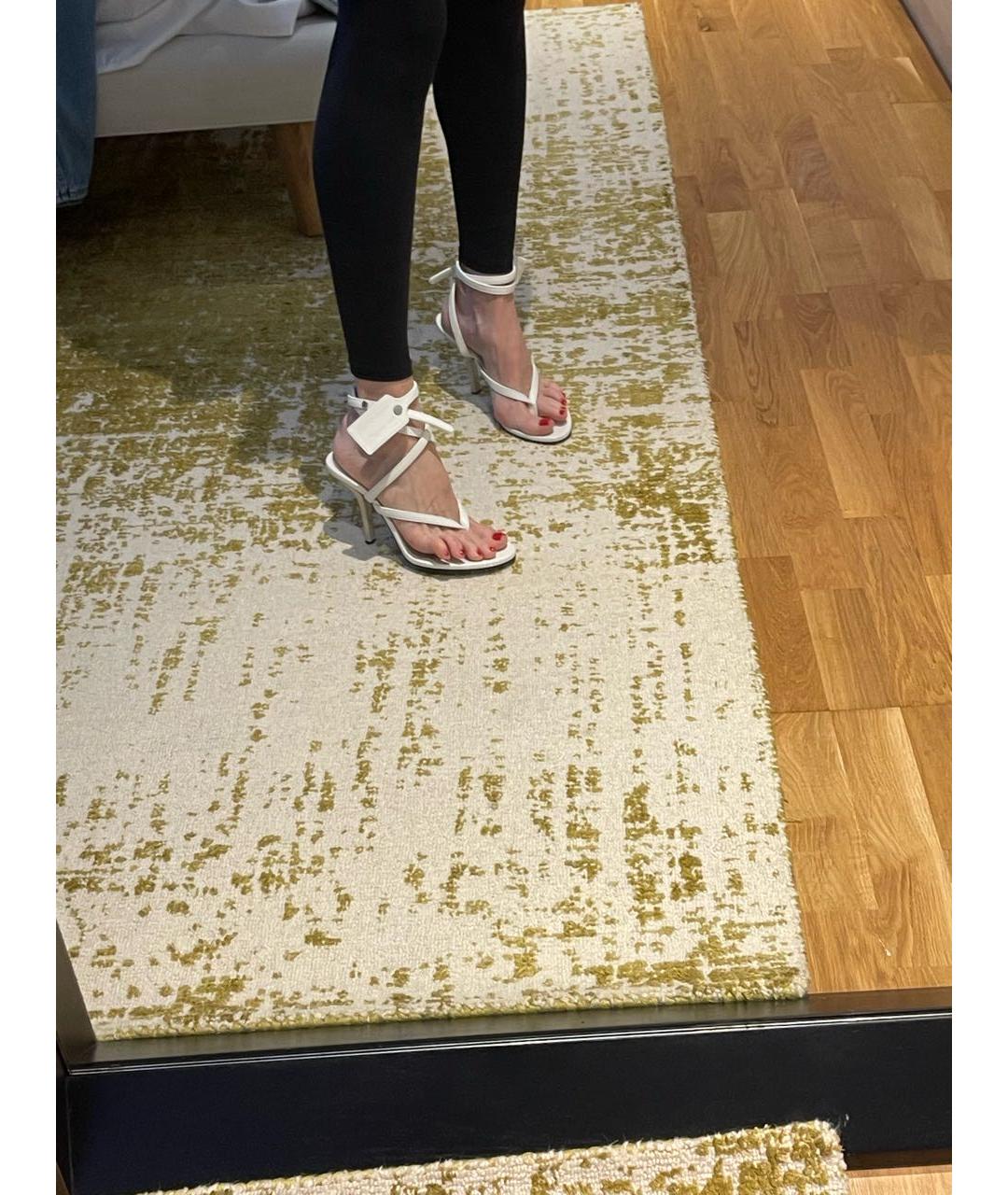 OFF-WHITE Белые кожаные мюли, фото 4