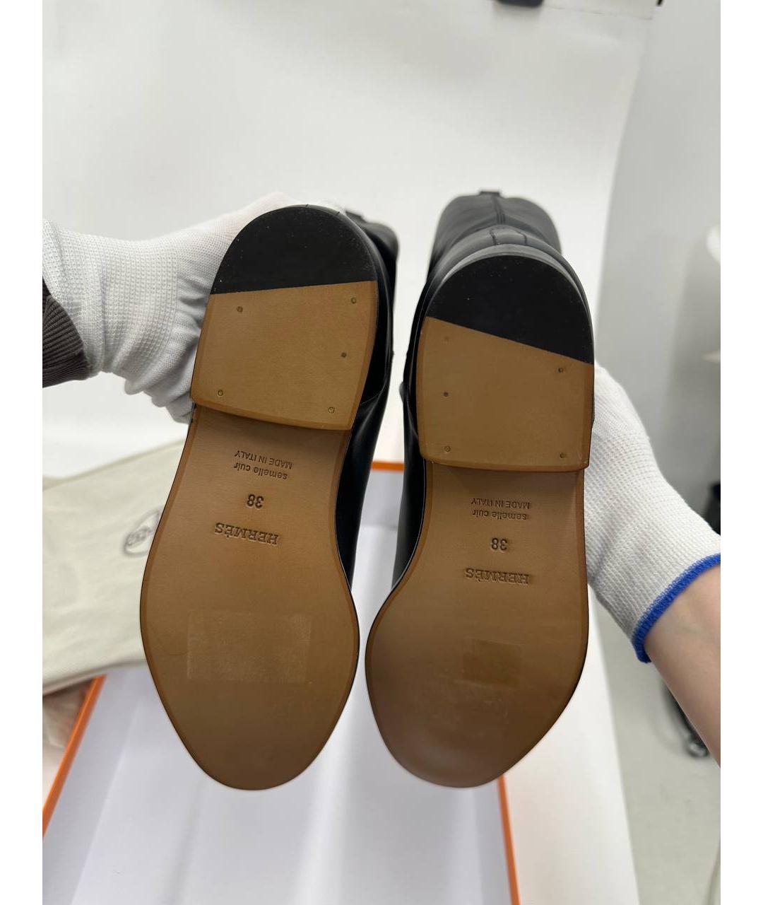 HERMES Черные кожаные сапоги, фото 5