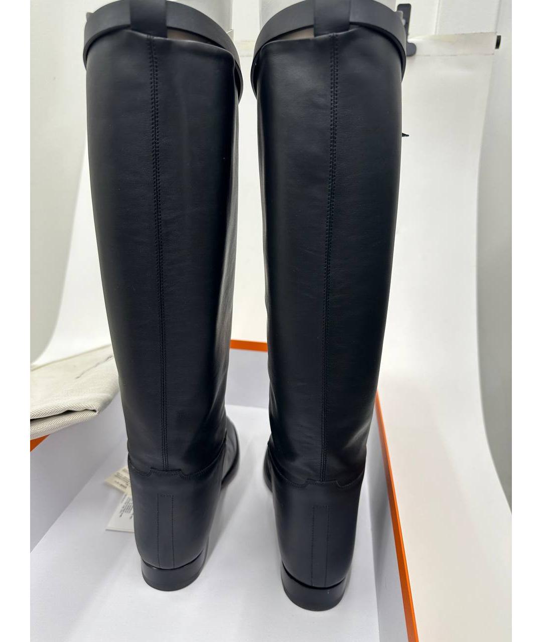 HERMES Черные кожаные сапоги, фото 3