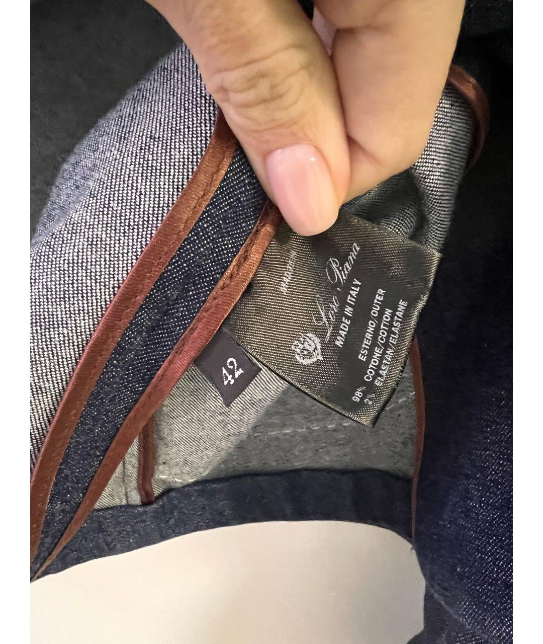 LORO PIANA Синий хлопко-эластановый костюм с брюками, фото 6