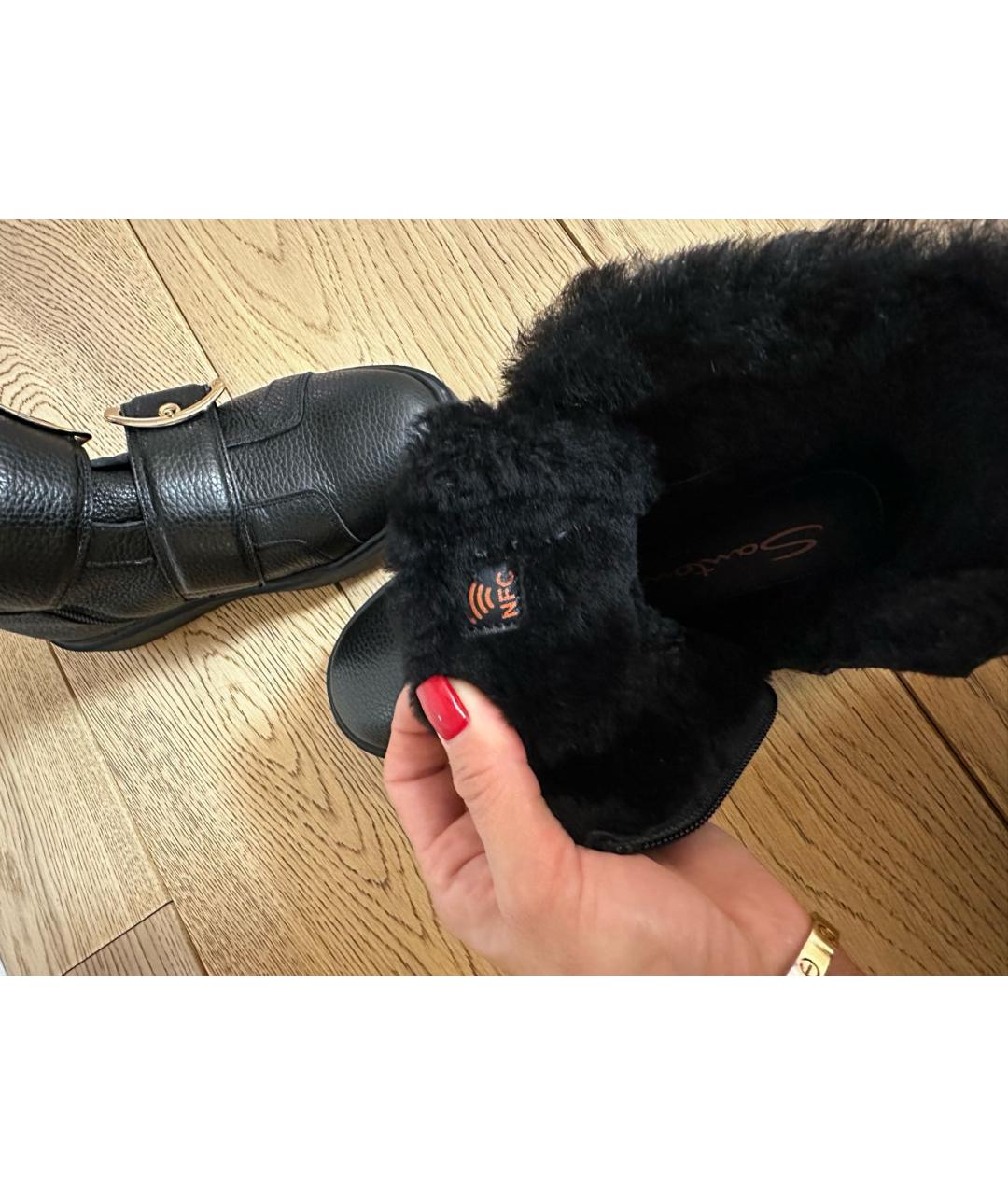 SANTONI Черные кожаные ботильоны, фото 8