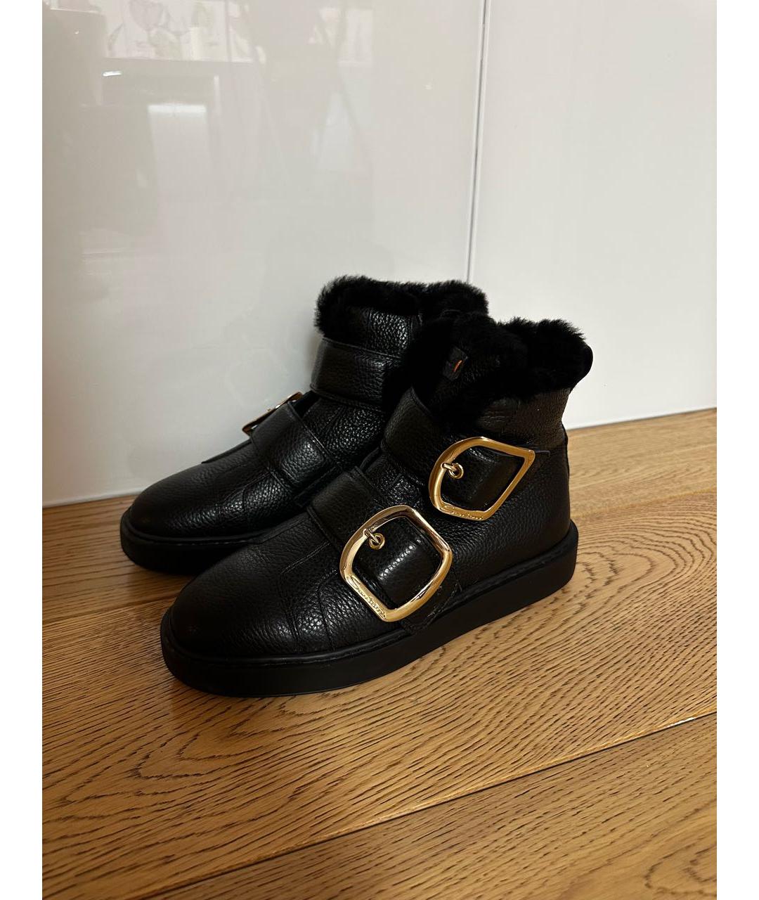 SANTONI Черные кожаные ботильоны, фото 7