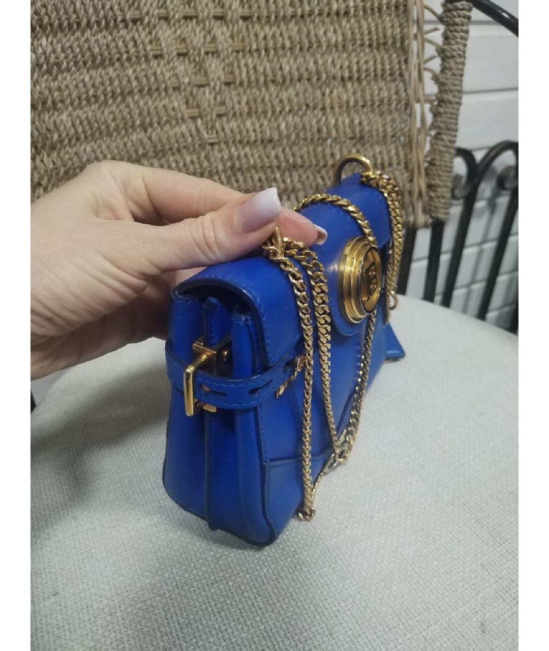 BALMAIN Синяя кожаная сумка через плечо, фото 4