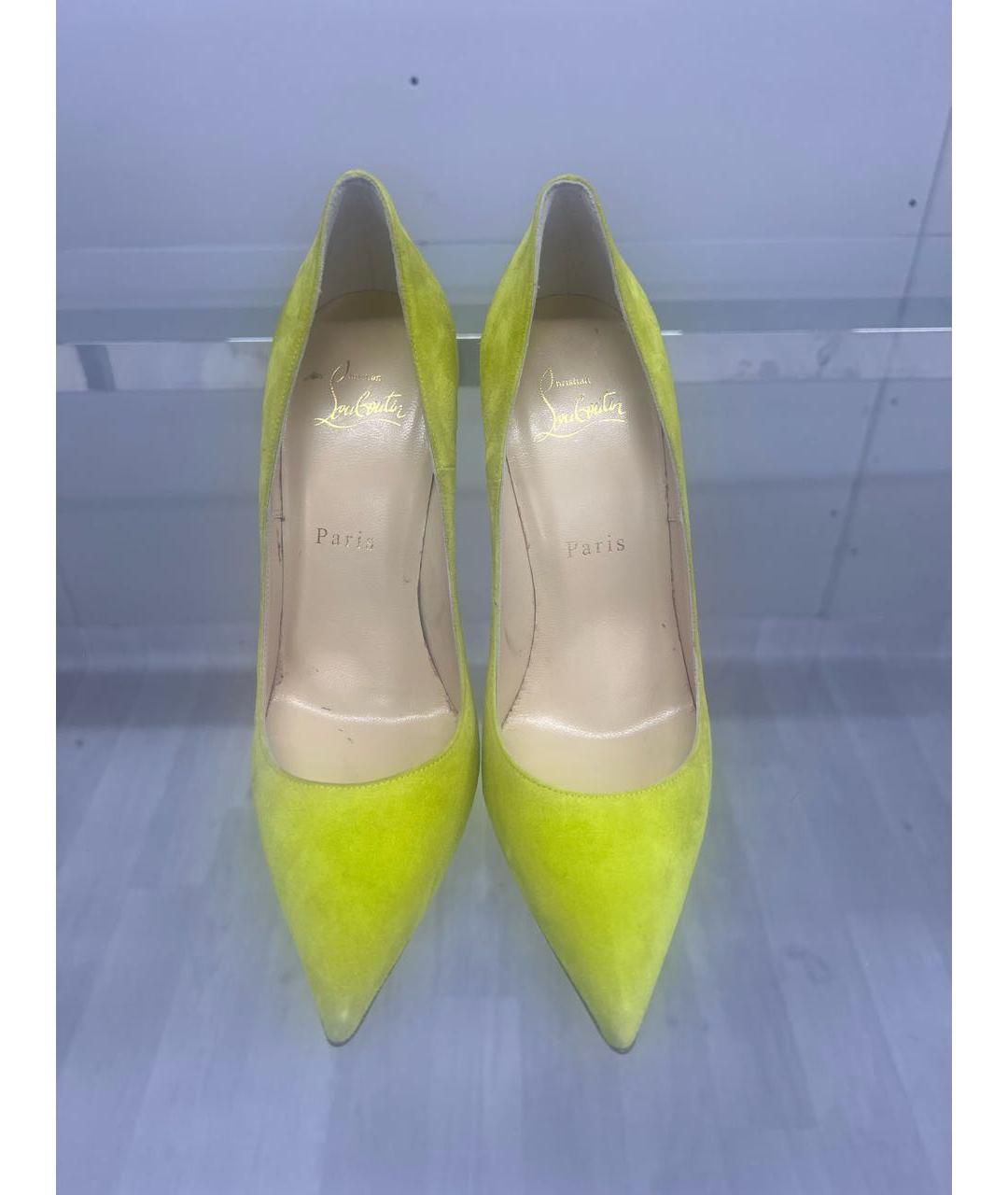 CHRISTIAN LOUBOUTIN Желтые замшевые туфли, фото 2