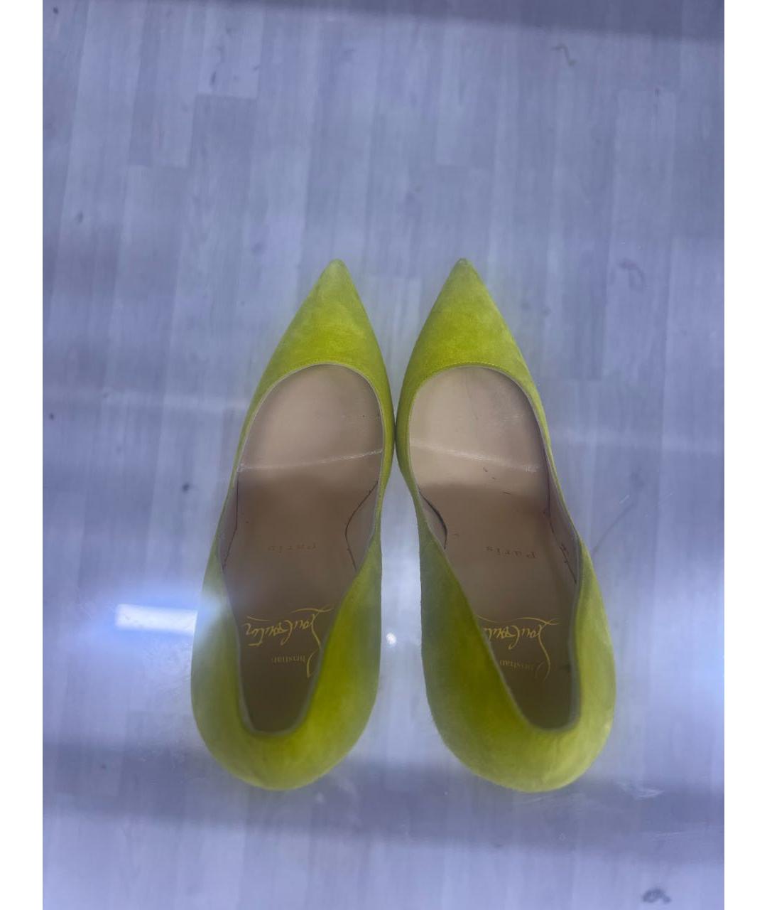 CHRISTIAN LOUBOUTIN Желтые замшевые туфли, фото 3