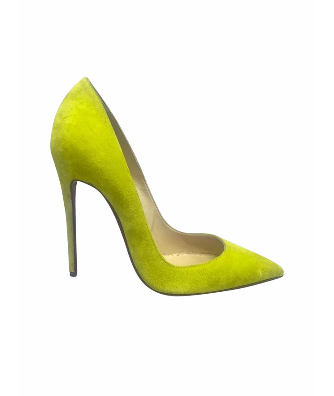 CHRISTIAN LOUBOUTIN Желтые замшевые туфли, фото 1