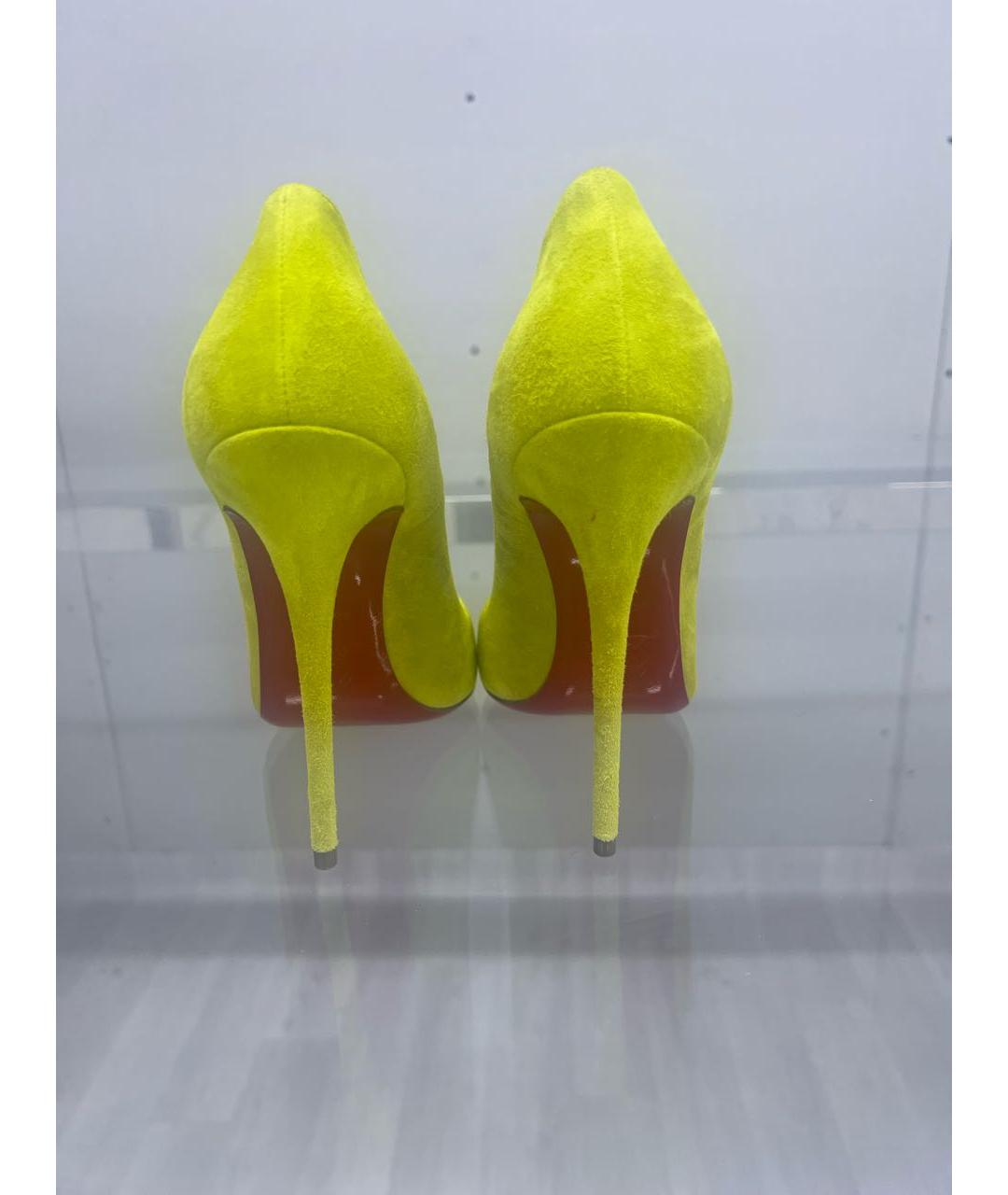 CHRISTIAN LOUBOUTIN Желтые замшевые туфли, фото 4