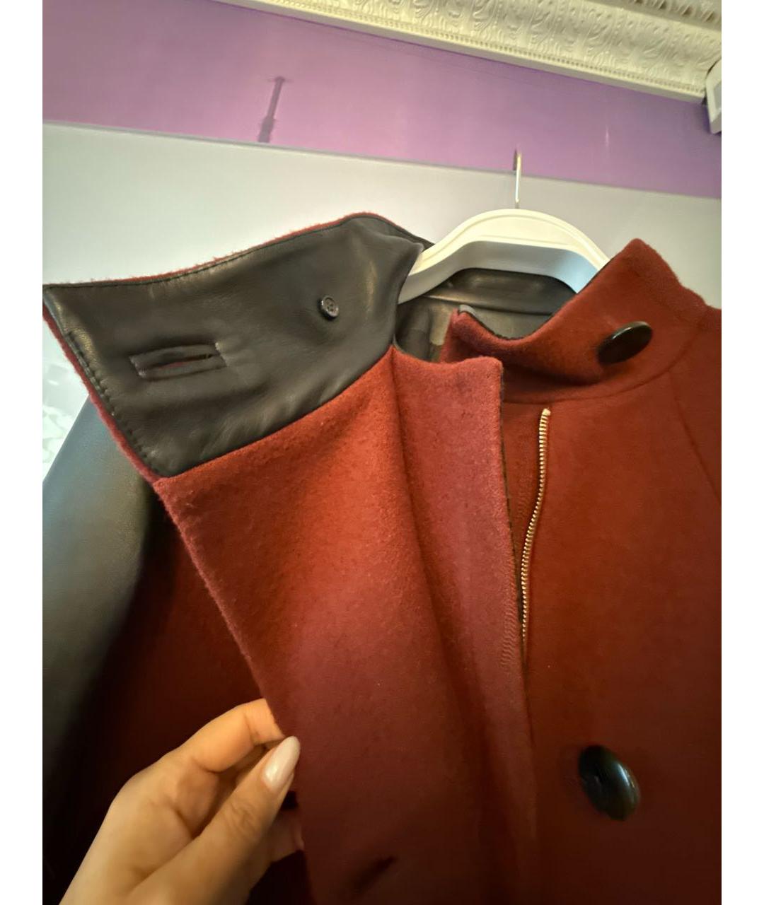 YVES SALOMON Бордовое шерстяное пальто, фото 7