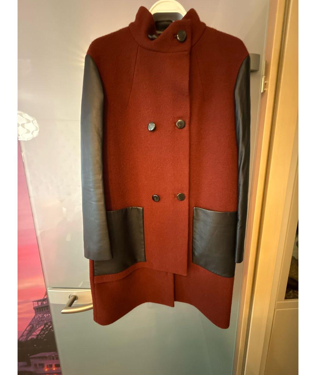 YVES SALOMON Бордовое шерстяное пальто, фото 9