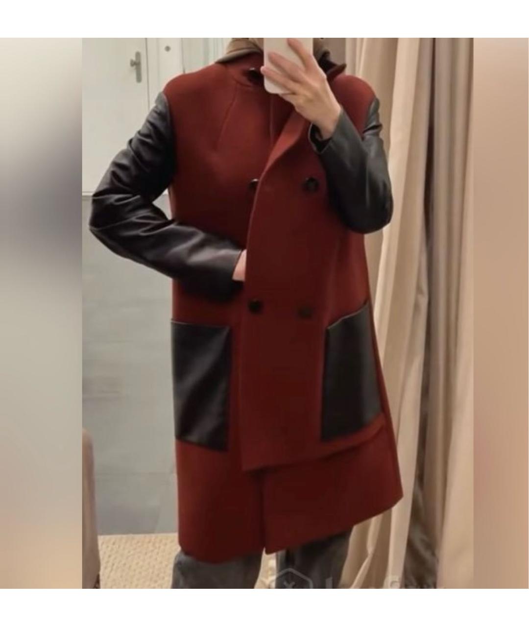 YVES SALOMON Бордовое шерстяное пальто, фото 8