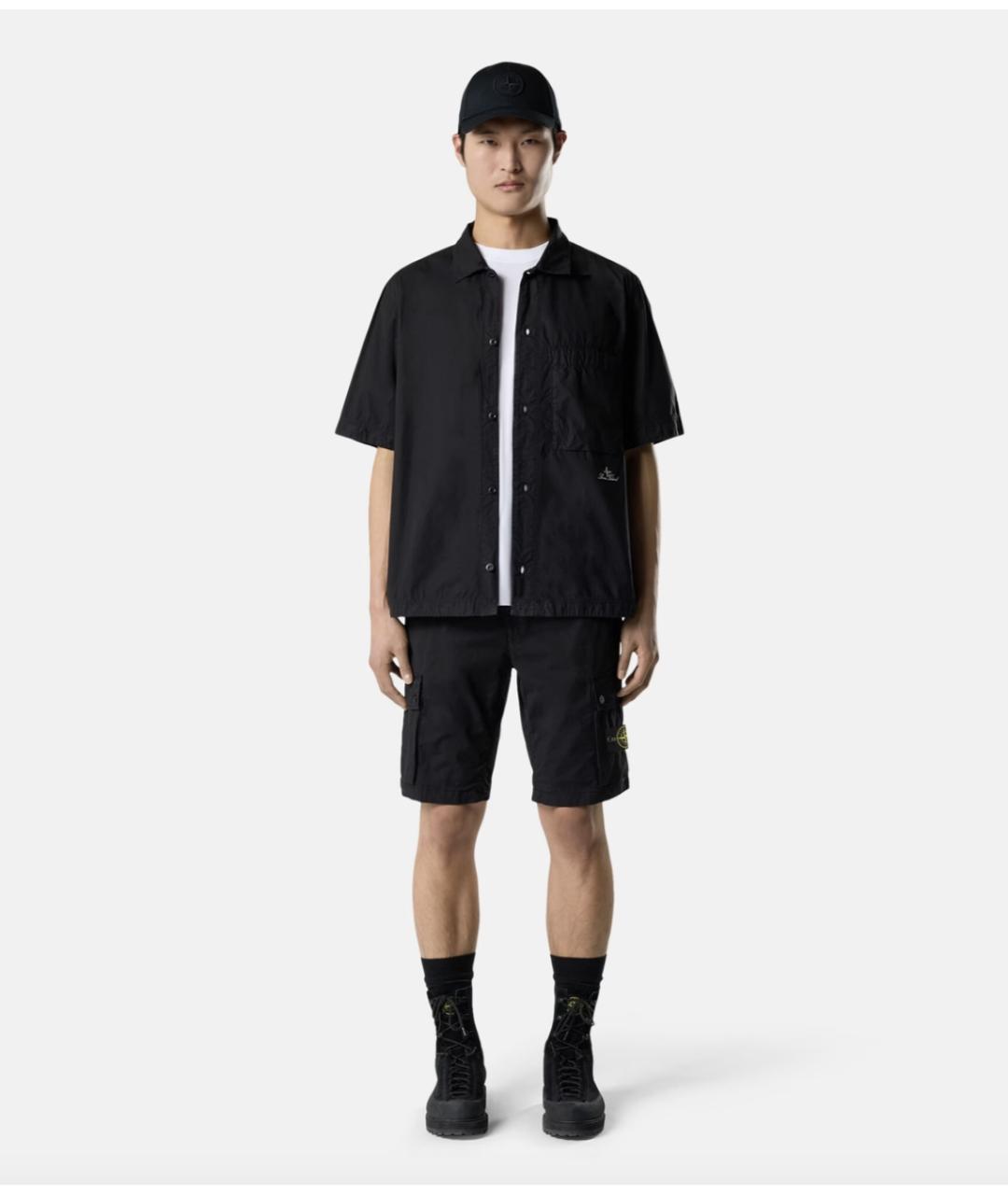 STONE ISLAND Черные хлопко-эластановые шорты, фото 2