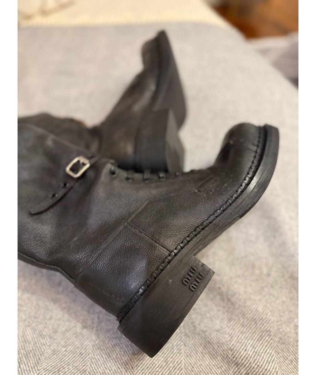 MIU MIU Черные кожаные сапоги, фото 3