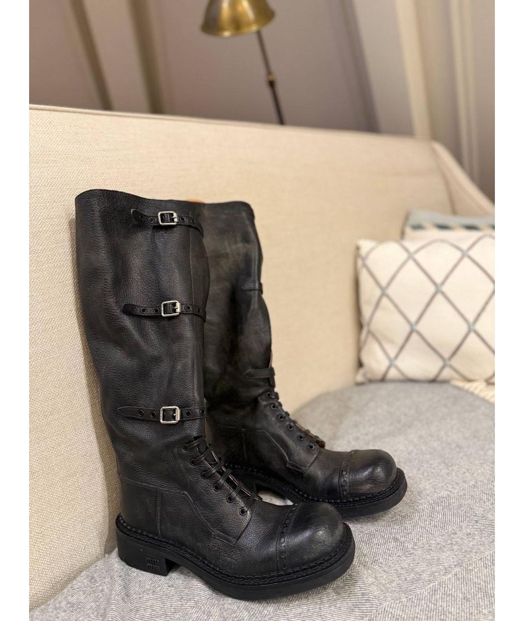 MIU MIU Черные кожаные сапоги, фото 2