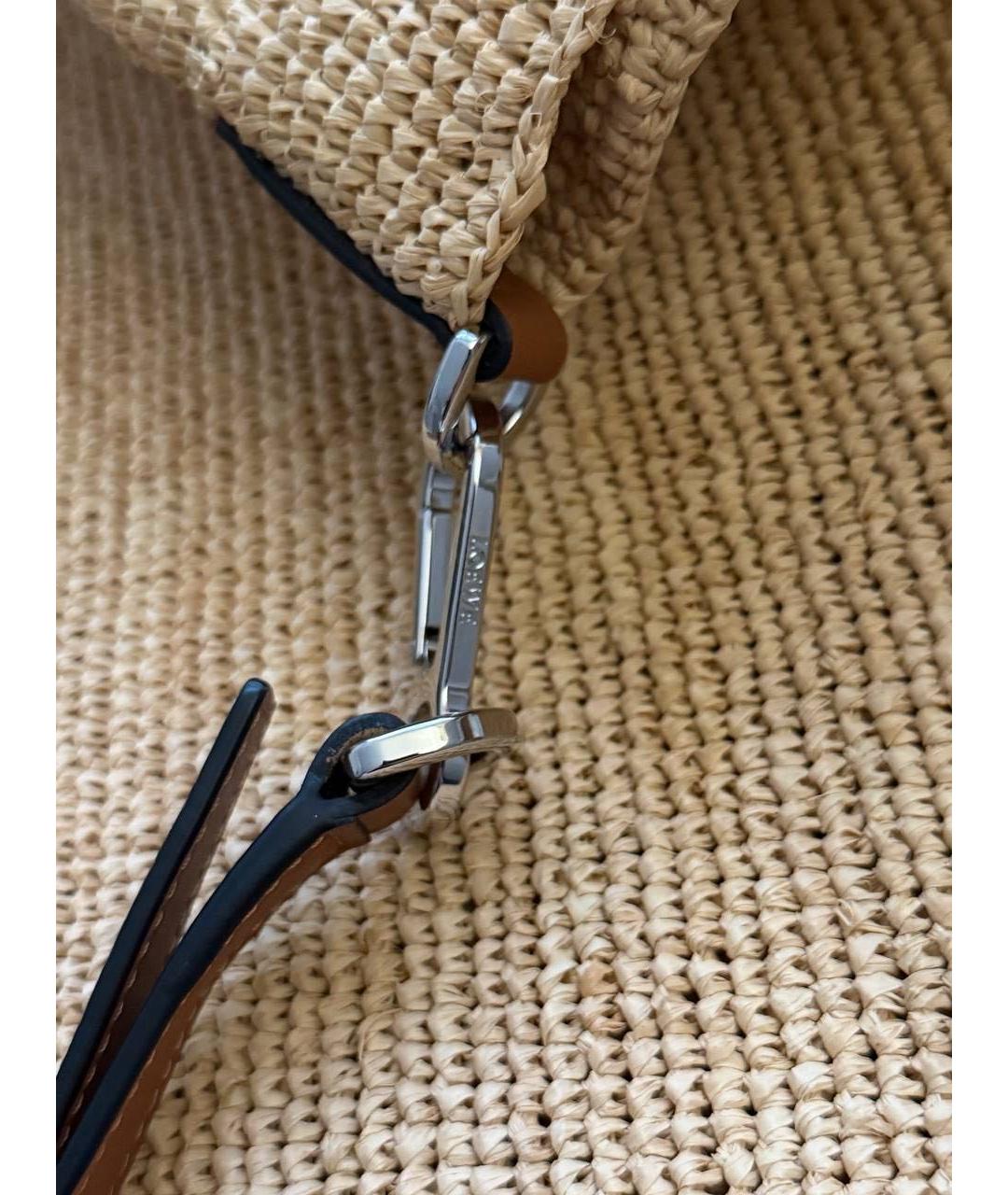 LOEWE Бежевая пелетеная сумка тоут, фото 4