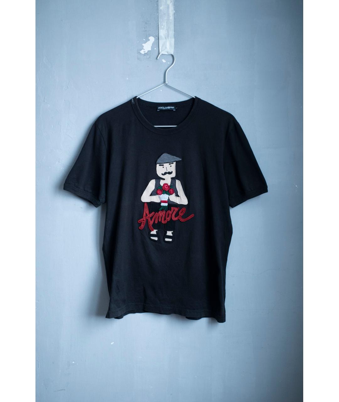 DOLCE&GABBANA Черная хлопковая футболка, фото 7