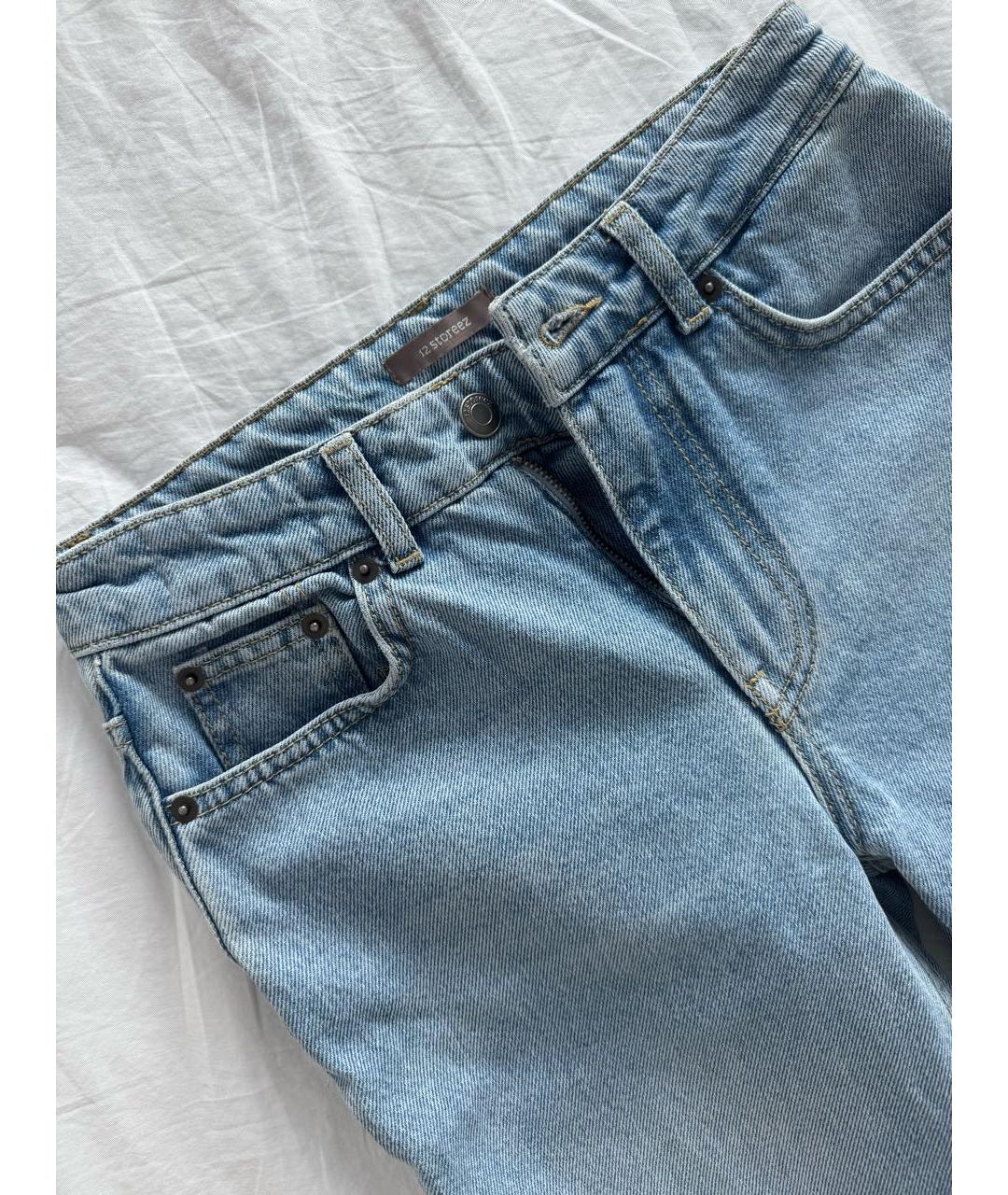 12 STOREEZ Голубые хлопковые прямые джинсы, фото 4