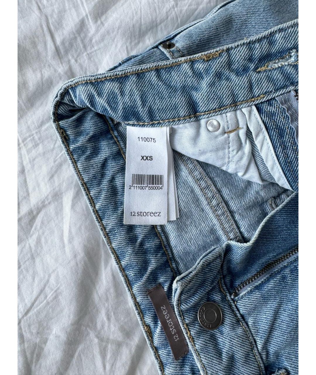 12 STOREEZ Голубые хлопковые прямые джинсы, фото 3