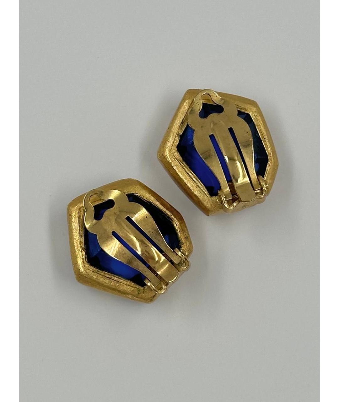 CHANEL Синие позолоченные клипсы, фото 5