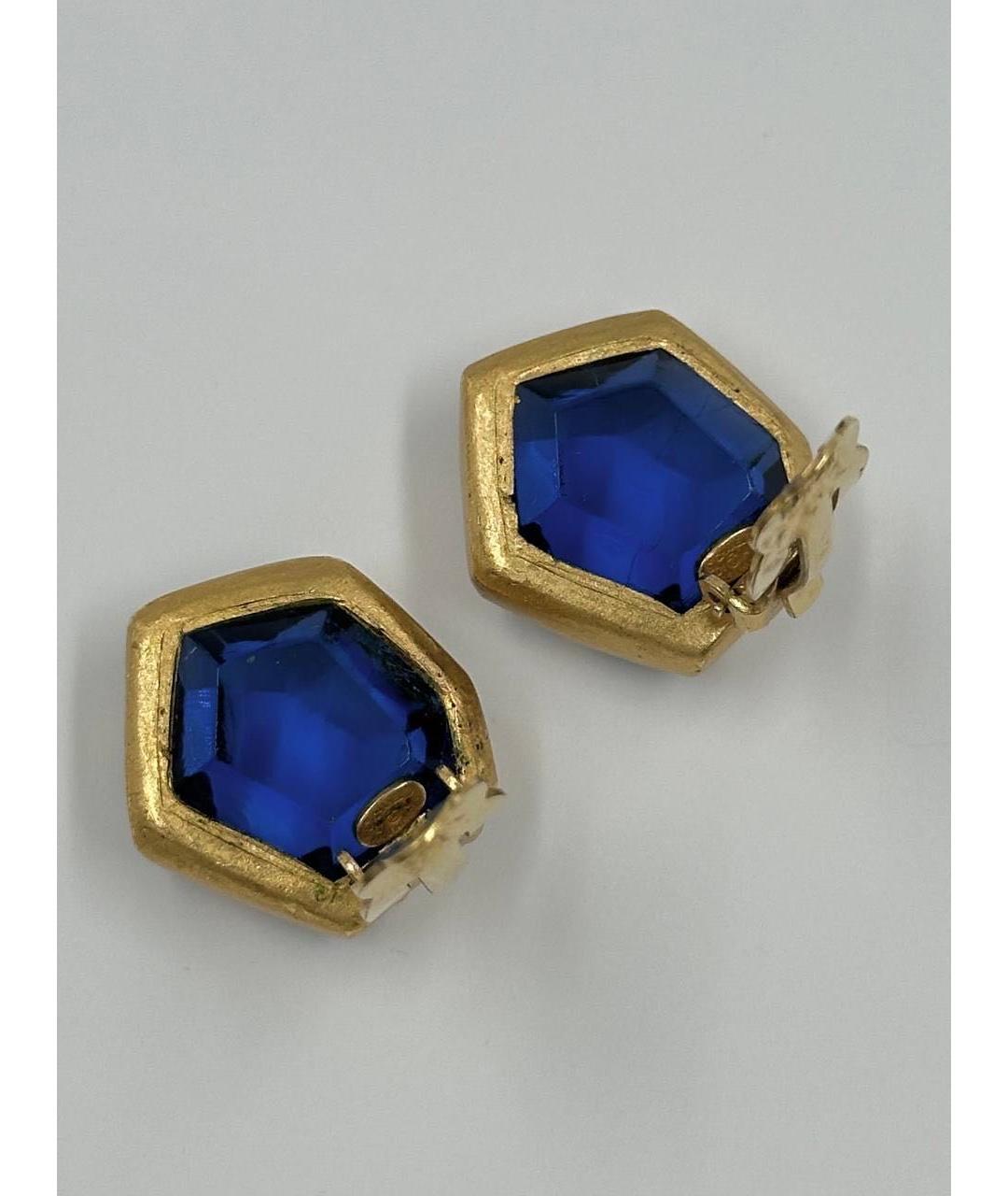 CHANEL Синие позолоченные клипсы, фото 6