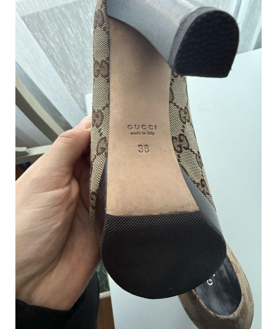 GUCCI Коричневые текстильные туфли, фото 7