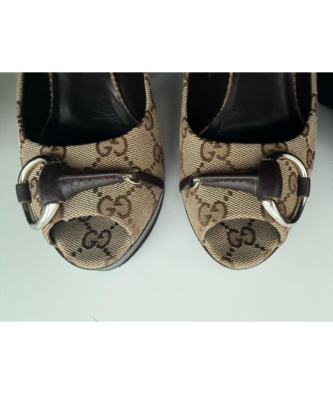 GUCCI Коричневые текстильные туфли, фото 6