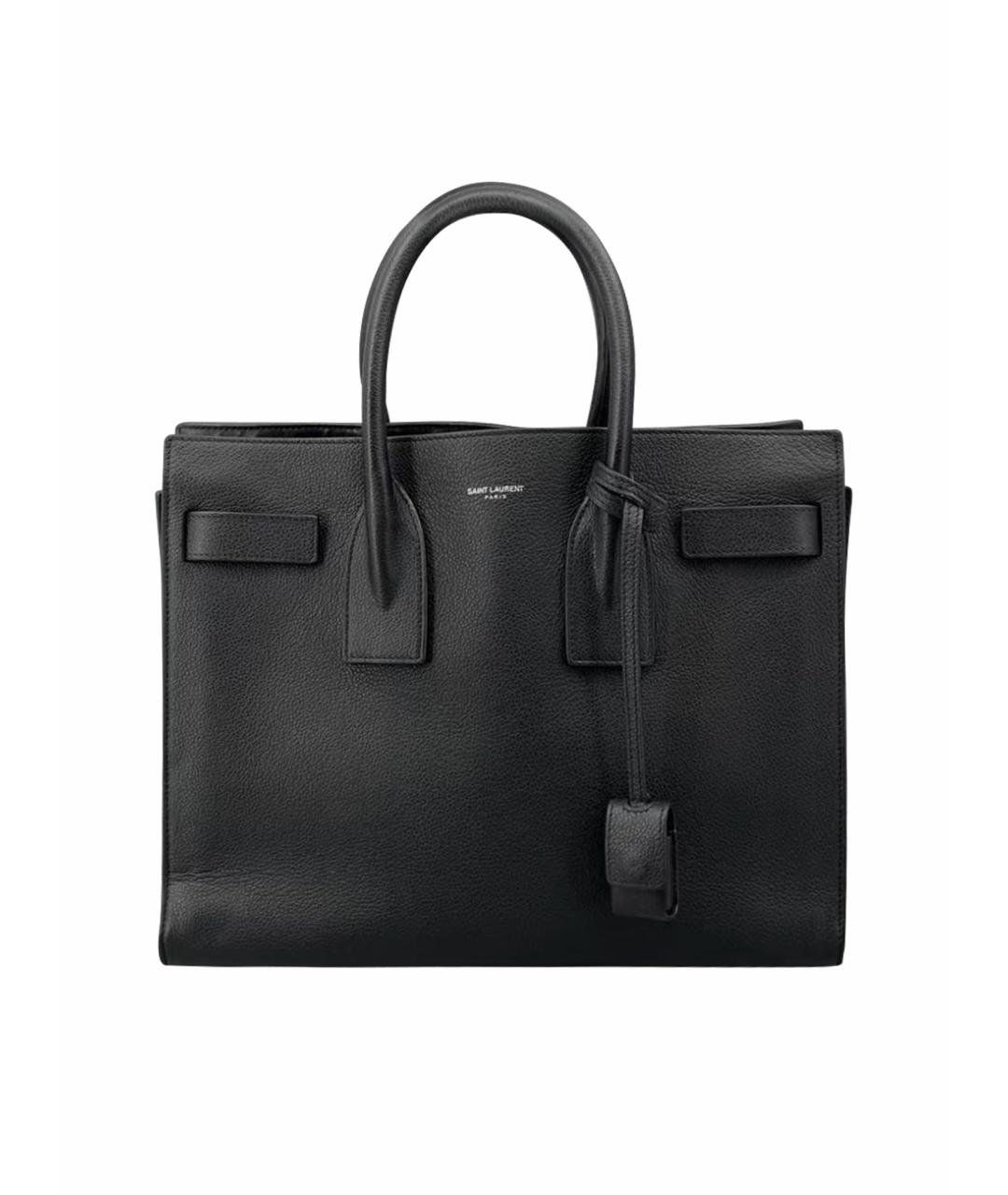 SAINT LAURENT Черная кожаная сумка с короткими ручками, фото 1