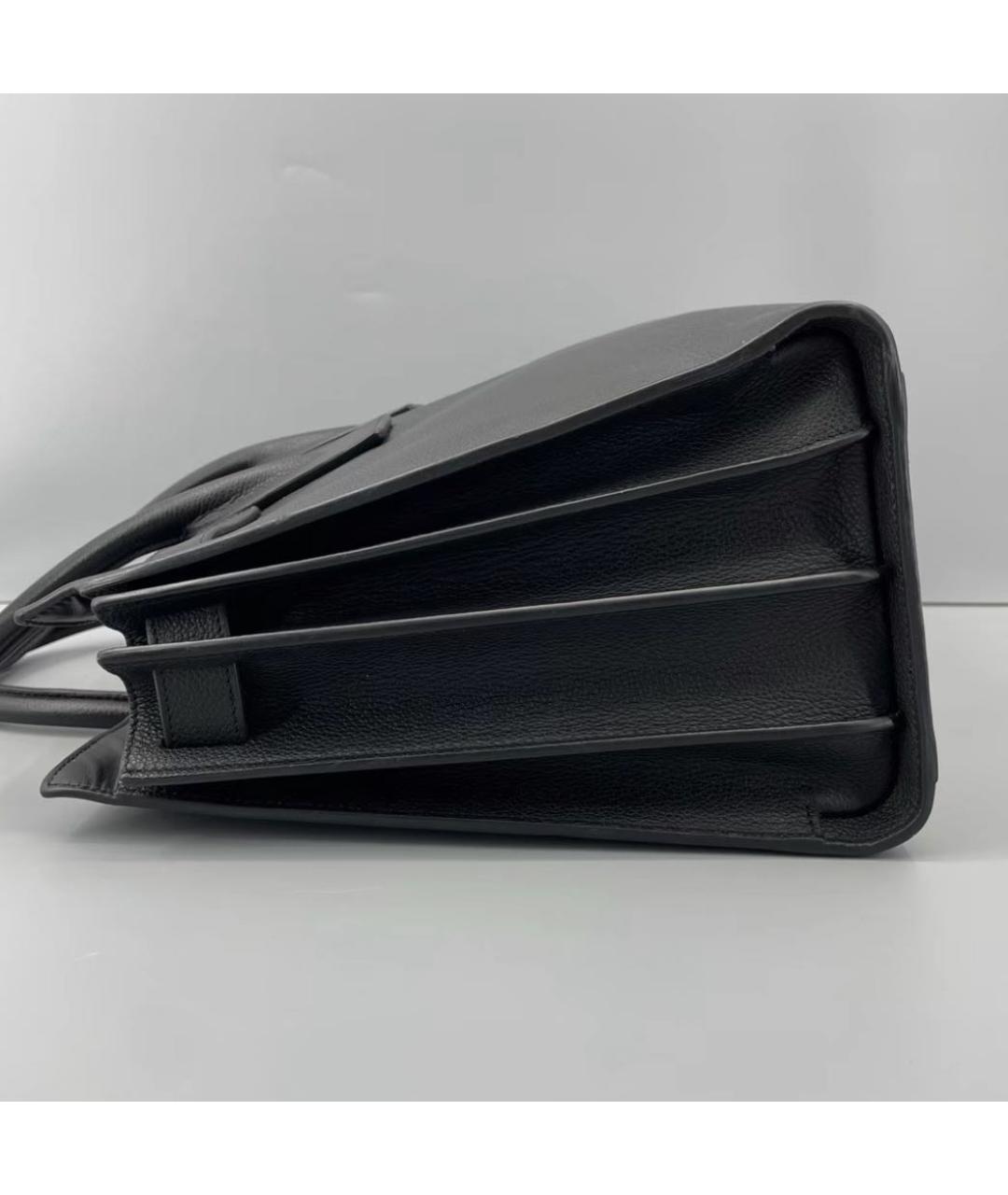 SAINT LAURENT Черная кожаная сумка с короткими ручками, фото 3