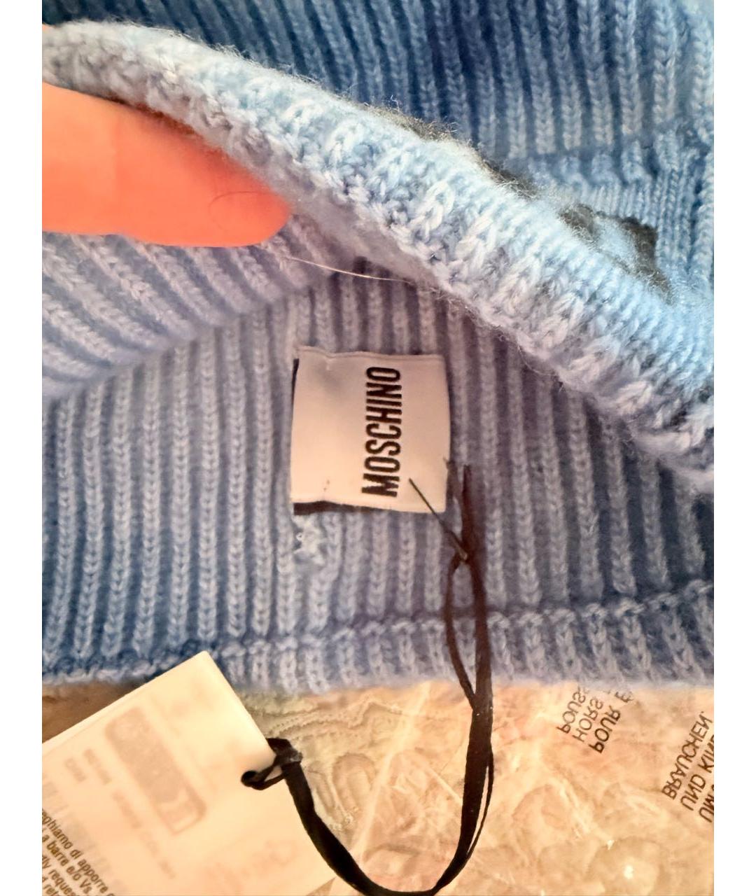 MOSCHINO Синяя шерстяная шапка, фото 2