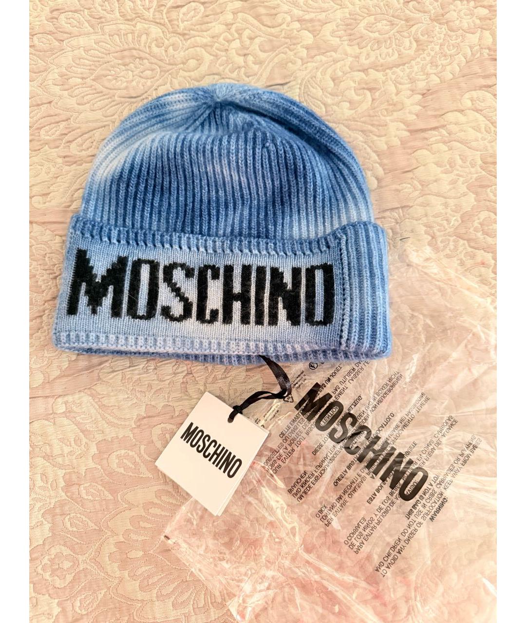 MOSCHINO Синяя шерстяная шапка, фото 6