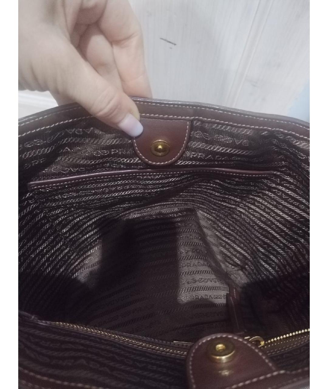 PRADA Бежевая кожаная сумка на плечо, фото 9