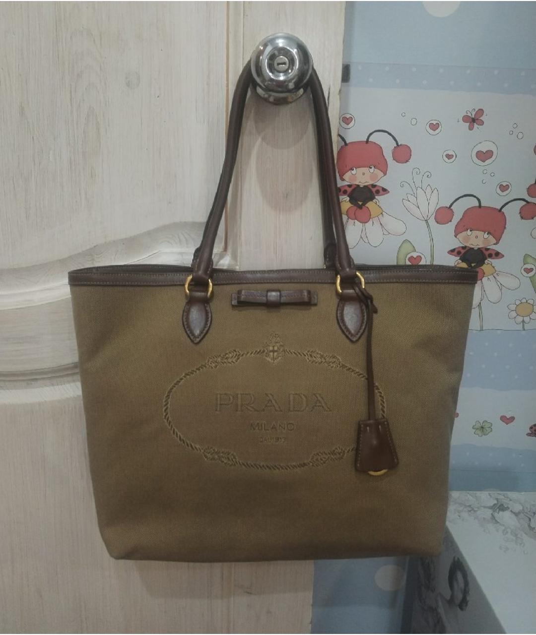 PRADA Бежевая кожаная сумка на плечо, фото 10