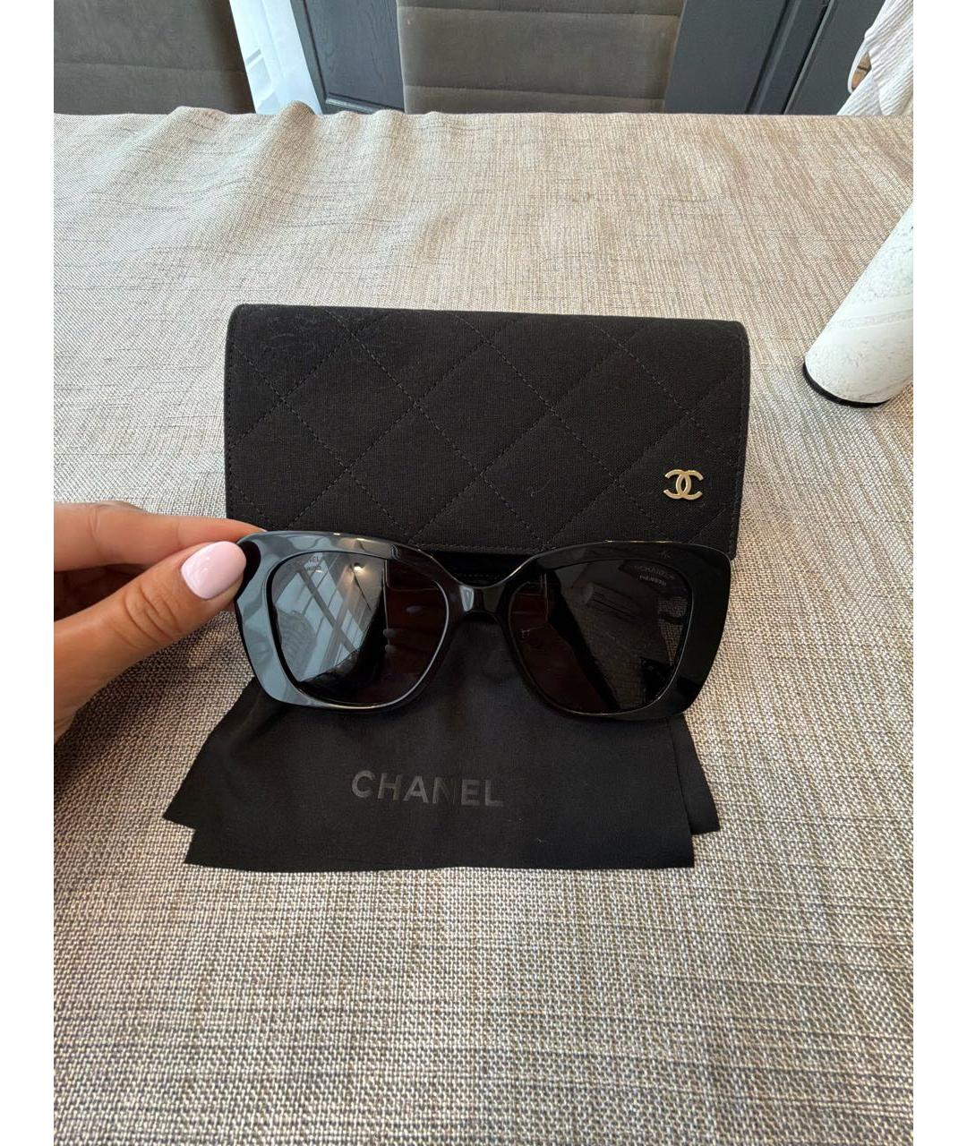 CHANEL Черные пластиковые солнцезащитные очки, фото 4