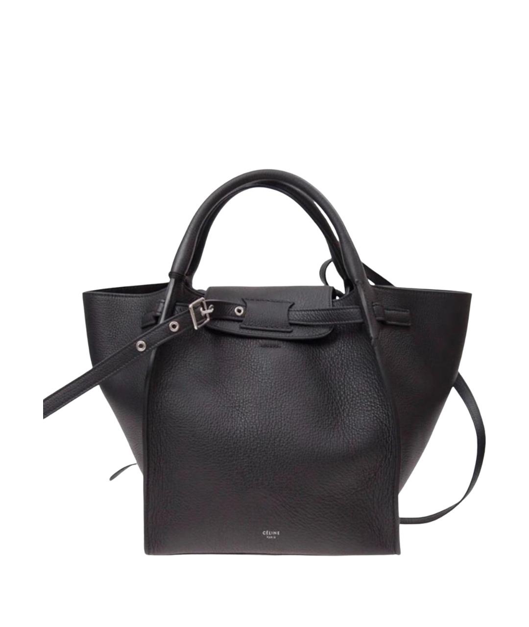 CELINE Черная кожаная сумка с короткими ручками, фото 1