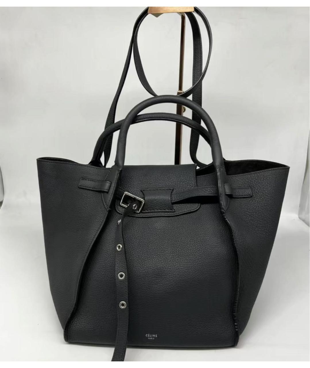 CELINE Черная кожаная сумка с короткими ручками, фото 2
