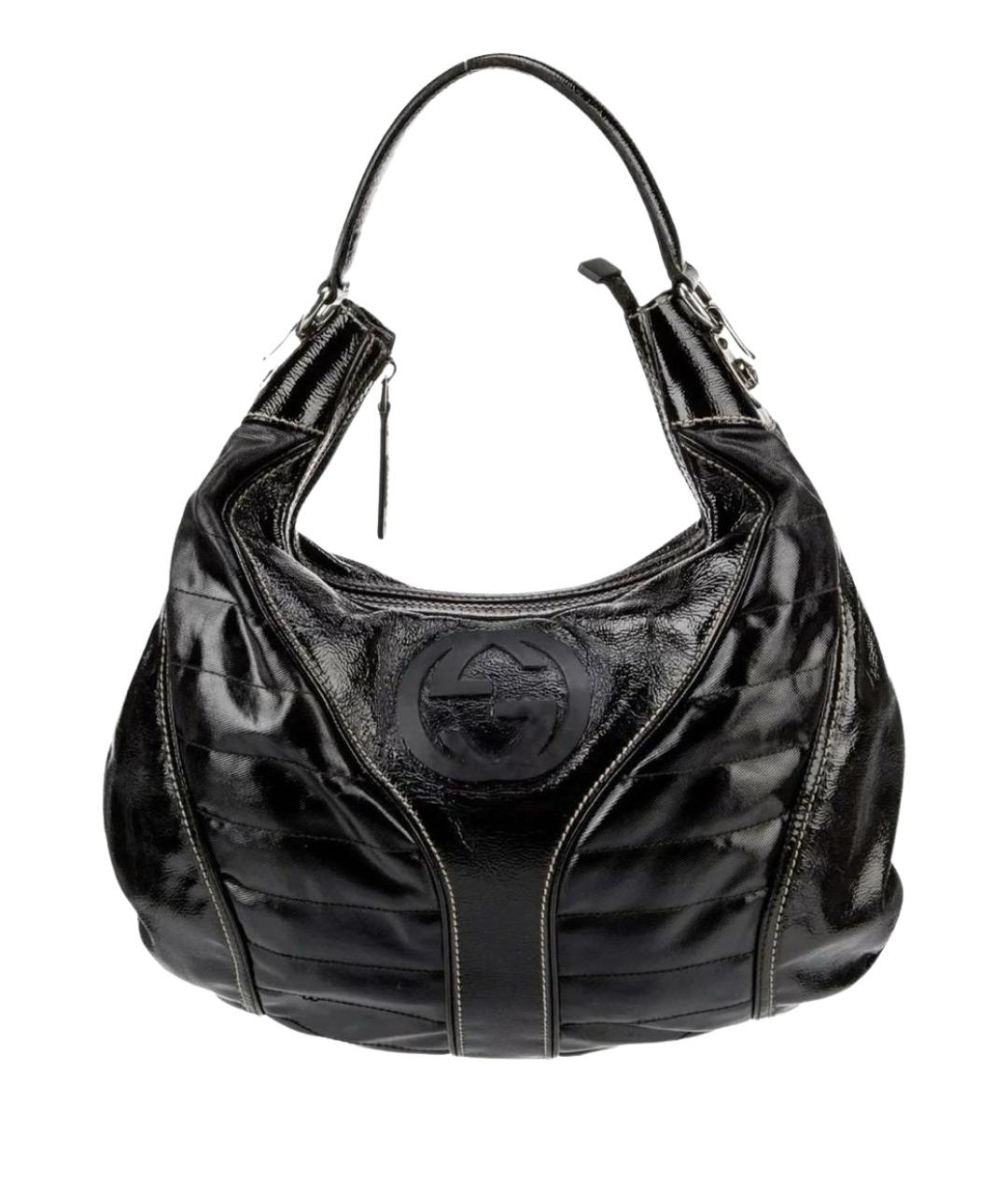 GUCCI Черная сумка с короткими ручками из лакированной кожи, фото 1