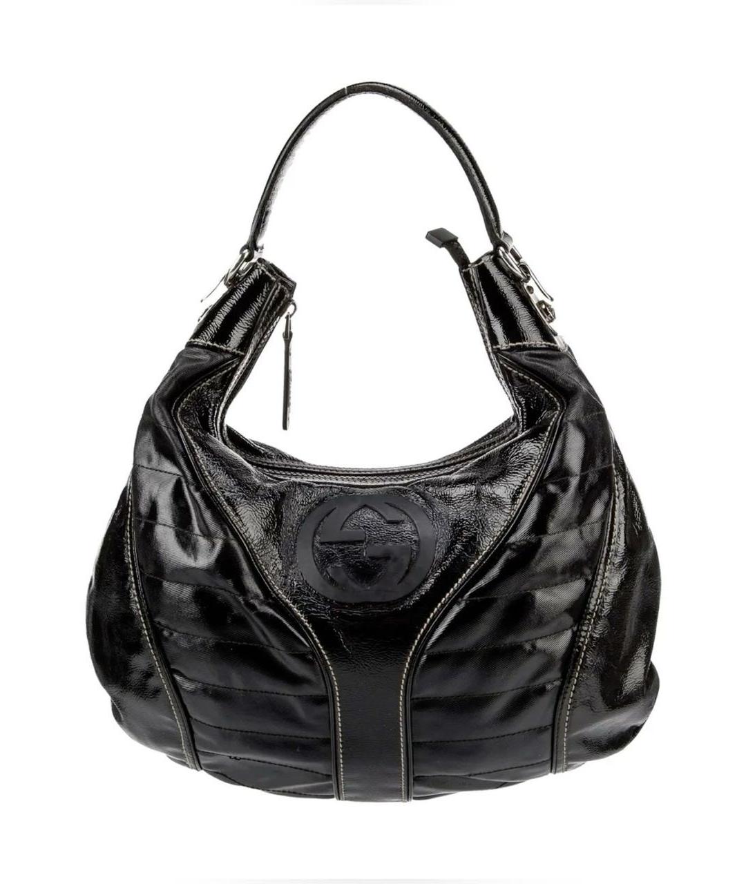 GUCCI Черная сумка с короткими ручками из лакированной кожи, фото 6