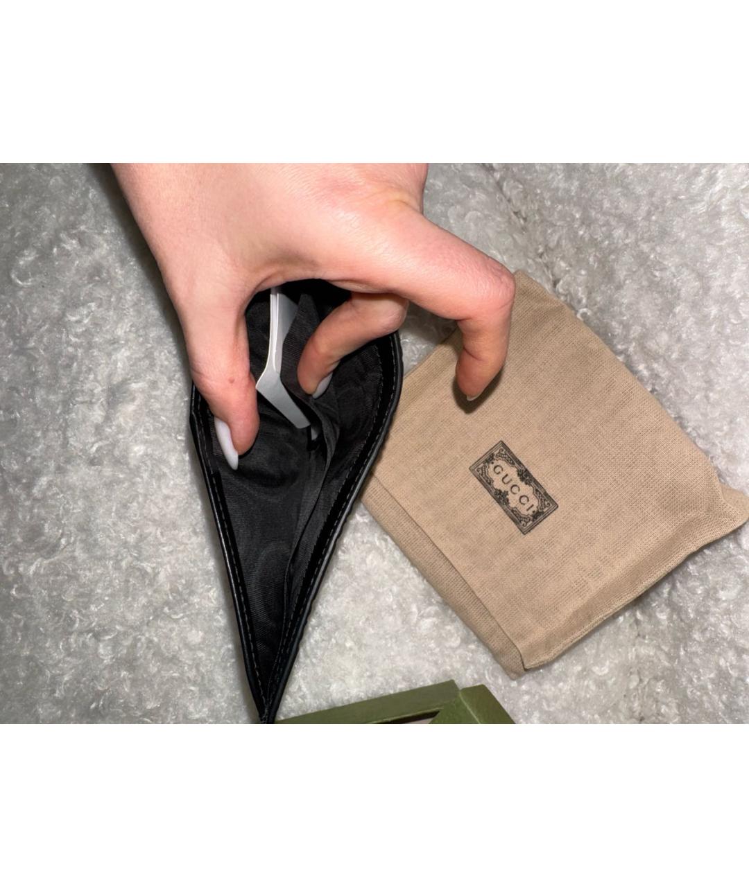 GUCCI Черный кожаный кошелек, фото 6