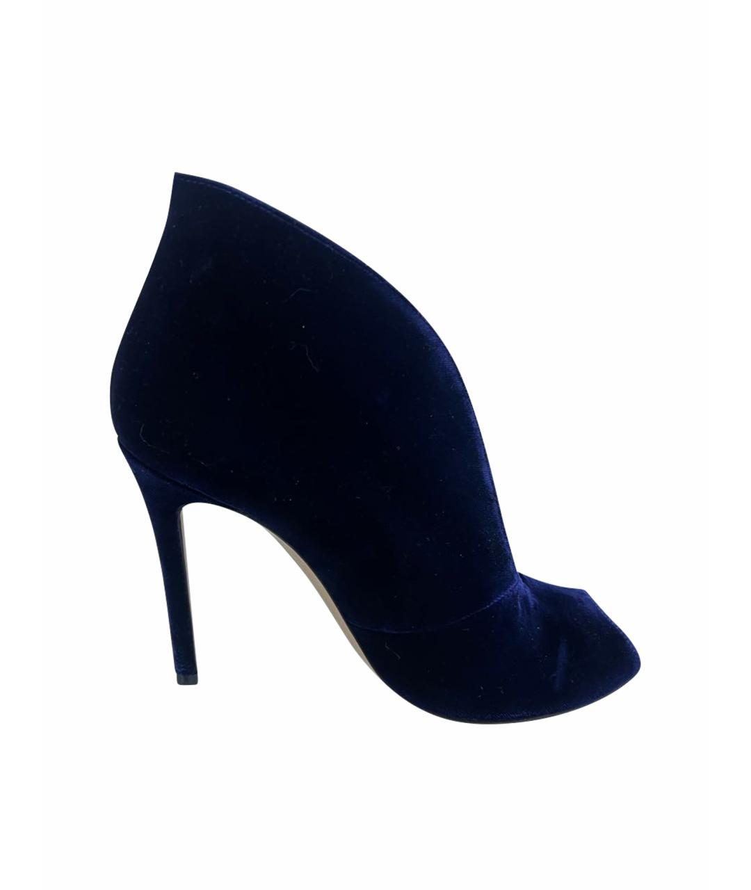 GIANVITO ROSSI Темно-синие бархатные туфли, фото 1