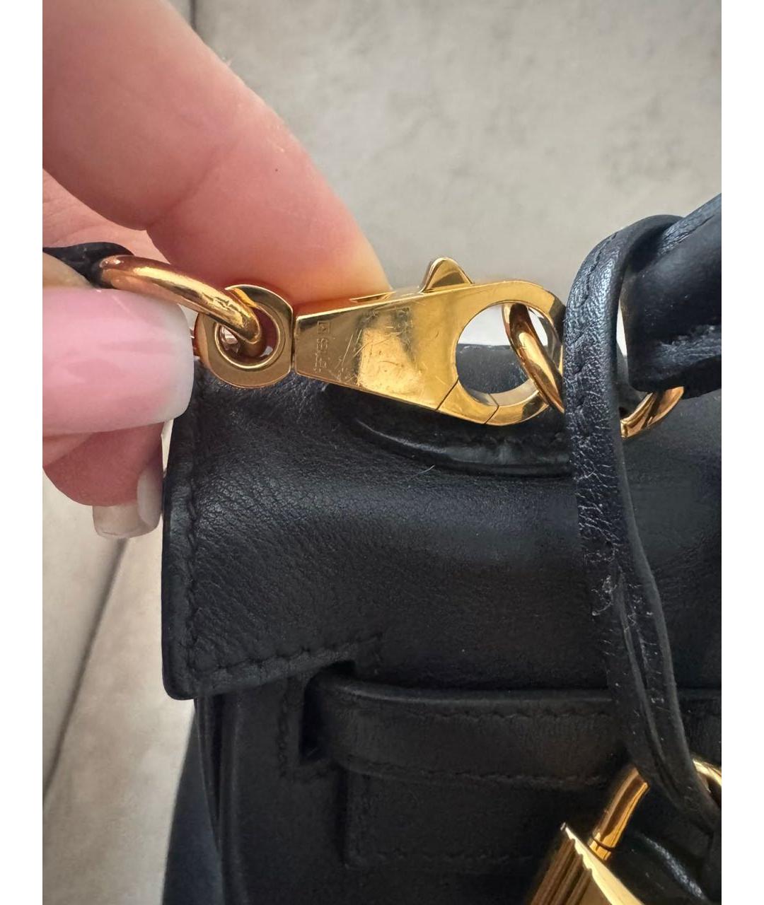 HERMES Черная кожаная сумка с короткими ручками, фото 7