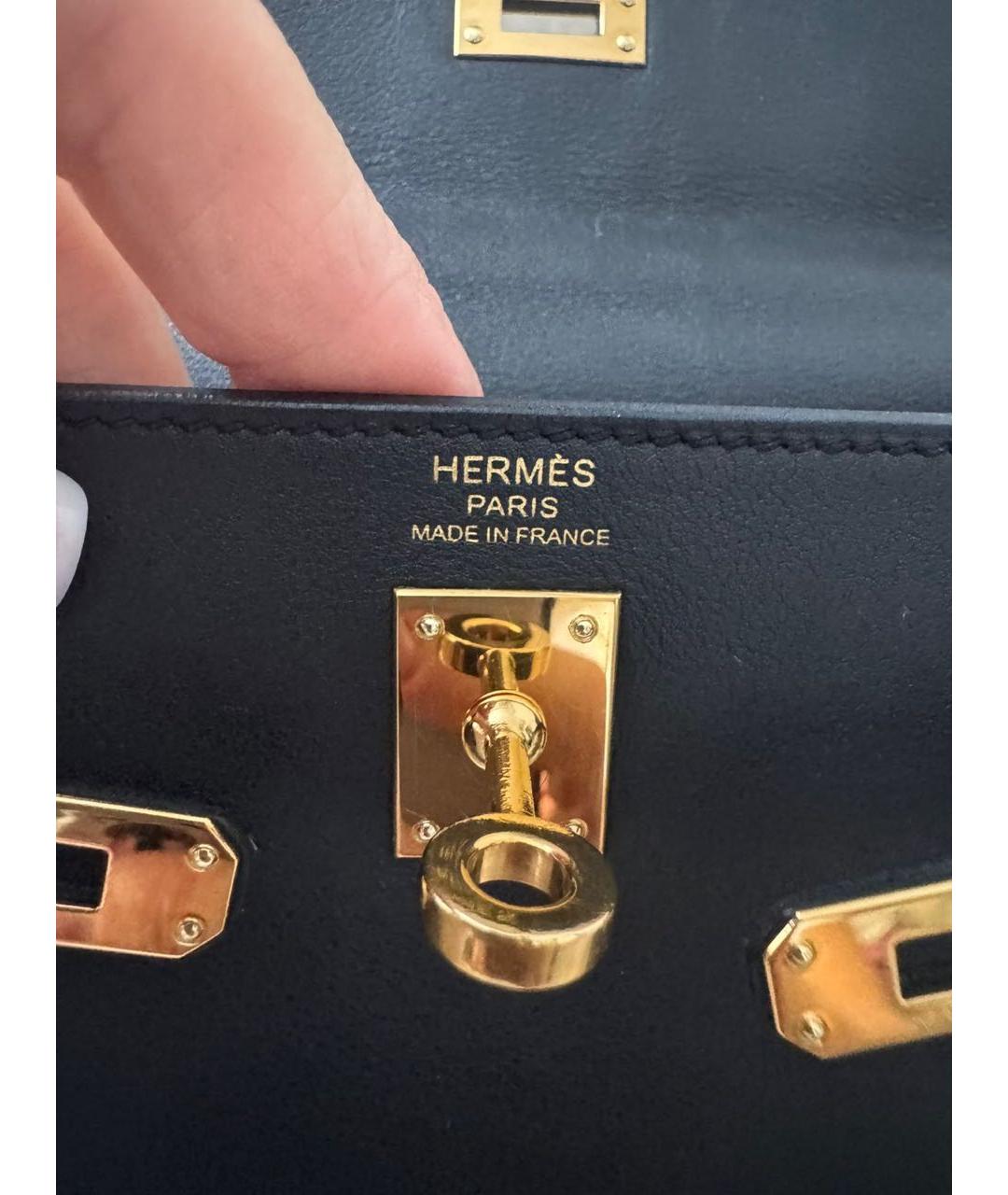 HERMES Черная кожаная сумка с короткими ручками, фото 6