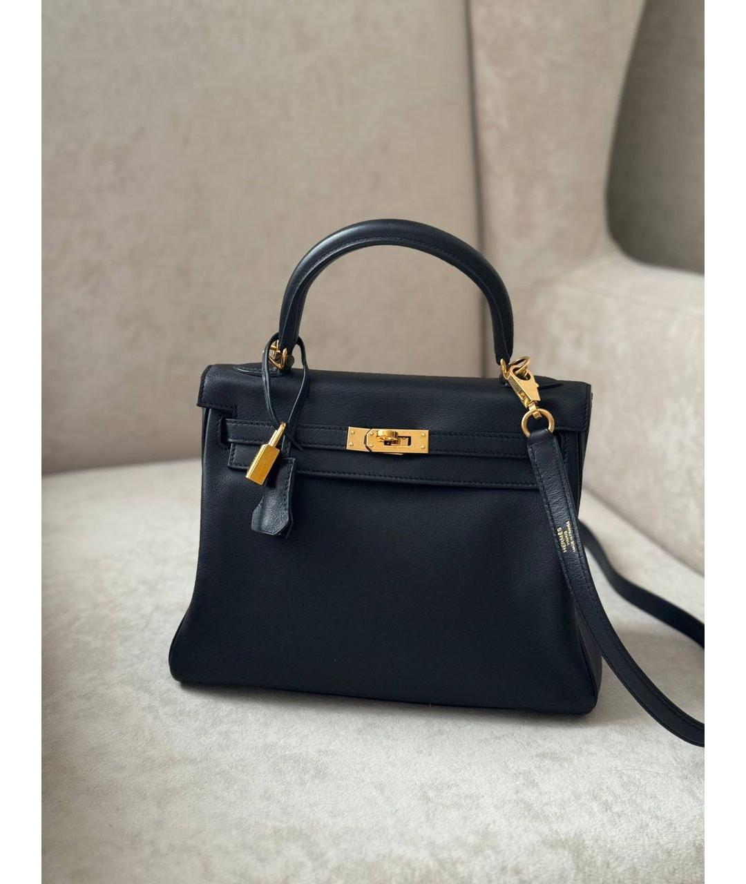 HERMES Черная кожаная сумка с короткими ручками, фото 9