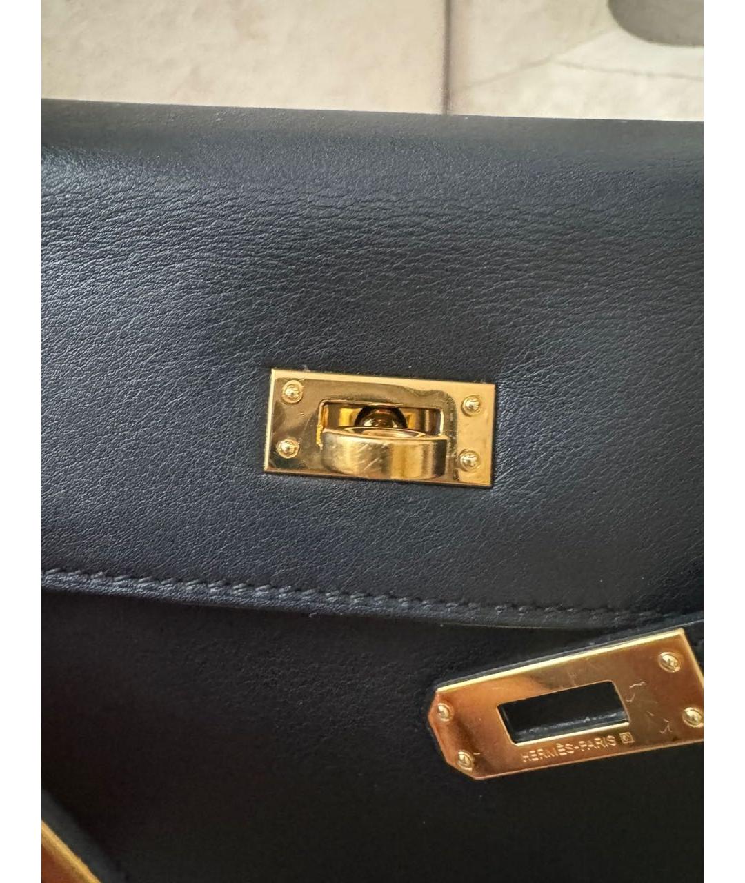 HERMES Черная кожаная сумка с короткими ручками, фото 8