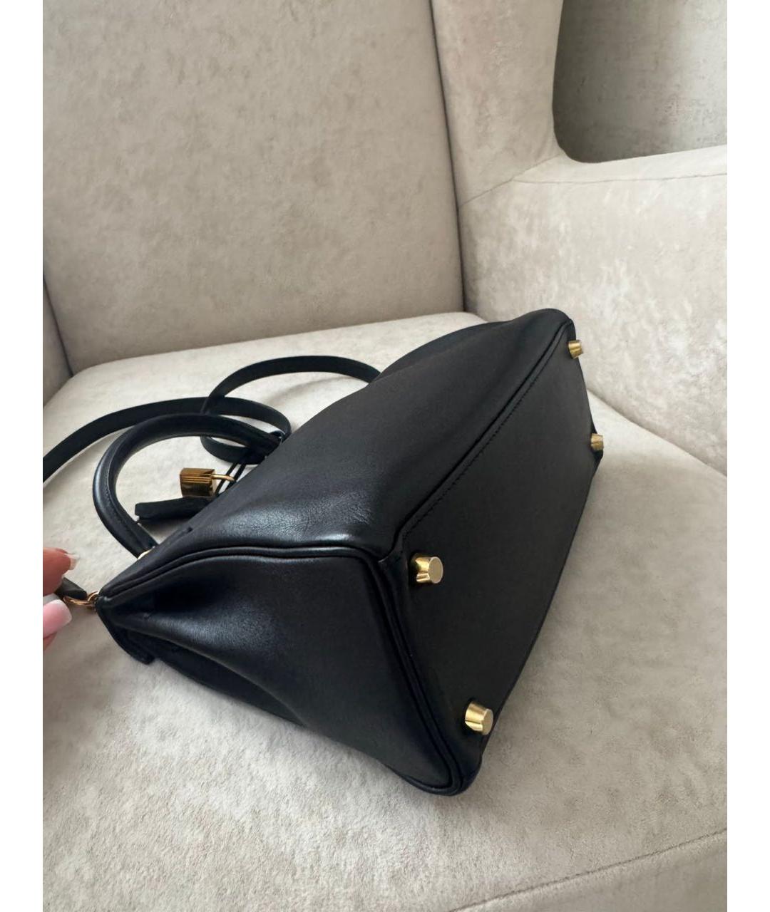 HERMES Черная кожаная сумка с короткими ручками, фото 2
