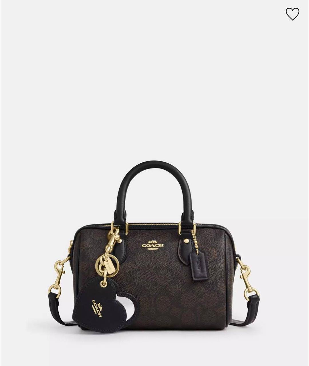 COACH Коричневая кожаная сумка с короткими ручками, фото 6