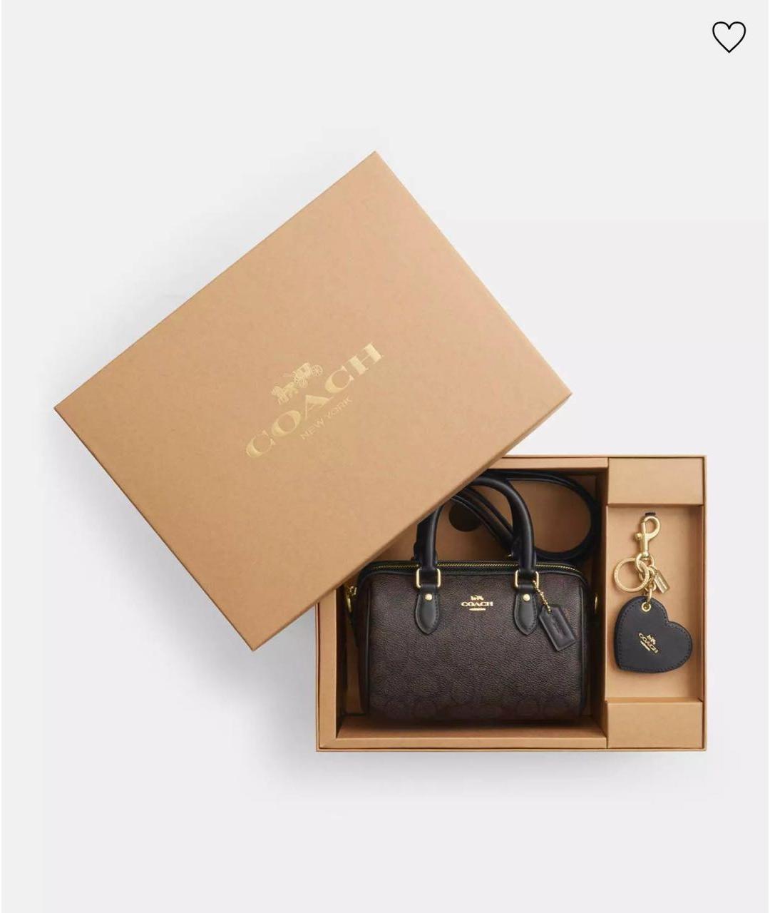 COACH Коричневая кожаная сумка с короткими ручками, фото 2