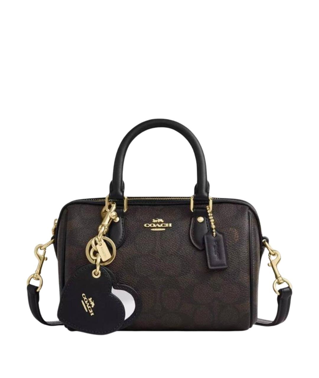 COACH Коричневая кожаная сумка с короткими ручками, фото 1