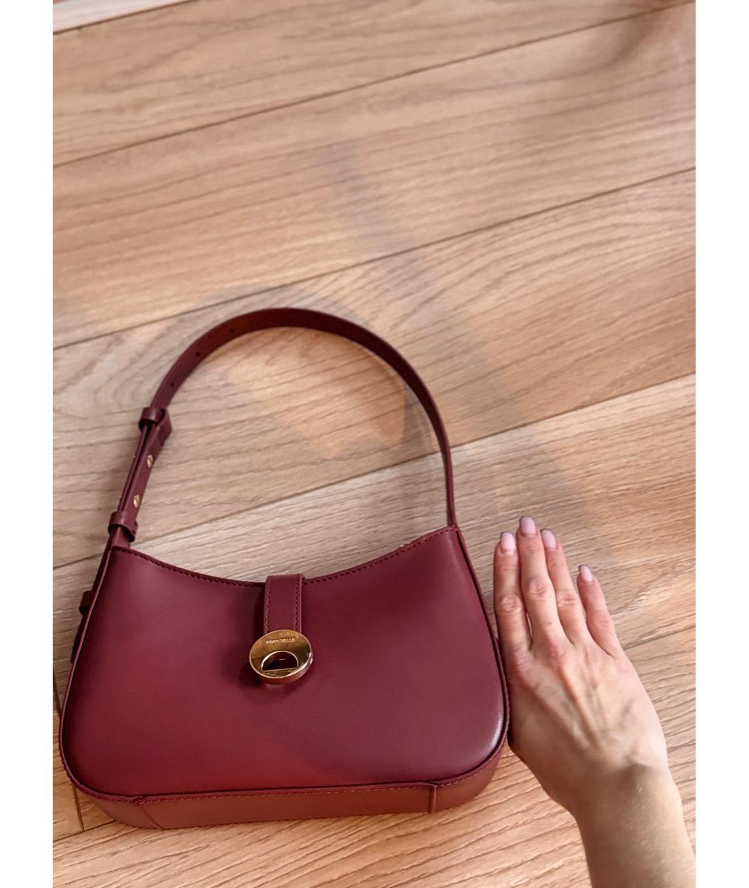COCCINELLE Бордовая кожаная сумка с короткими ручками, фото 2