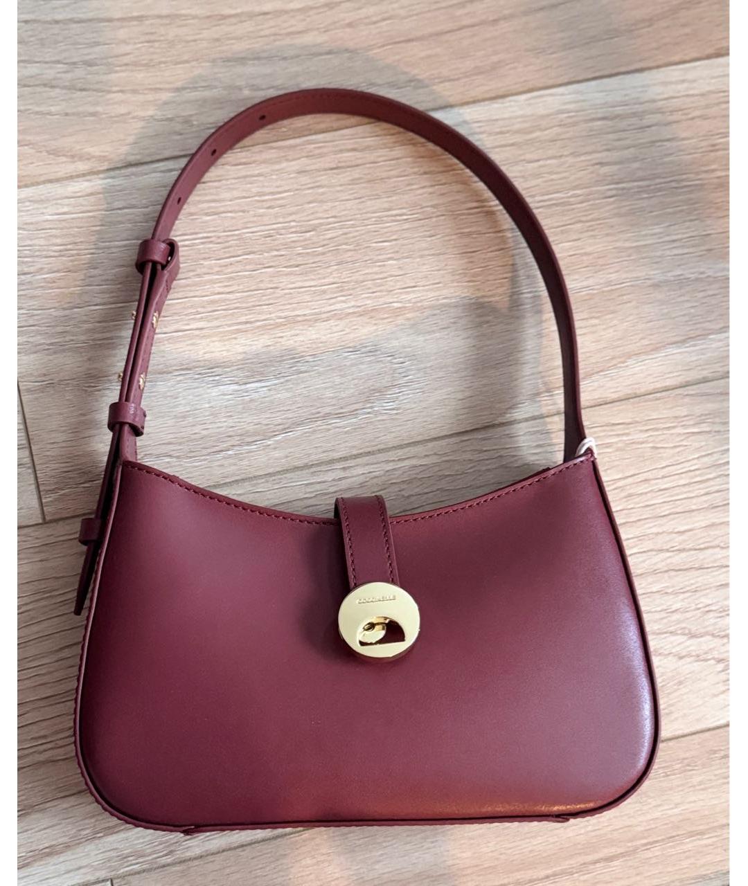 COCCINELLE Бордовая кожаная сумка с короткими ручками, фото 8