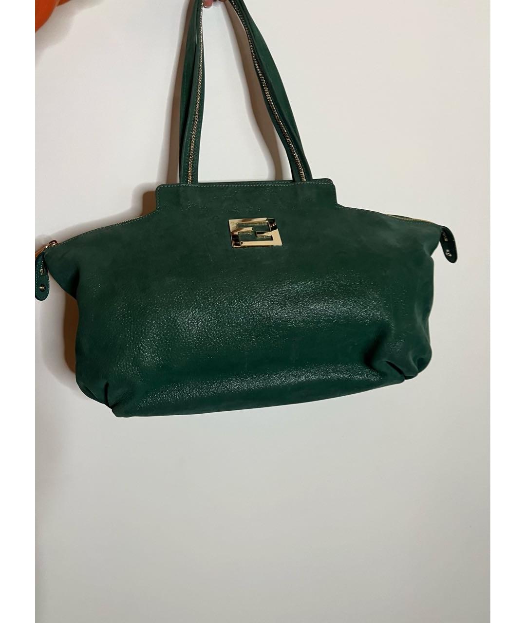 FENDI Зеленая кожаная сумка через плечо, фото 5