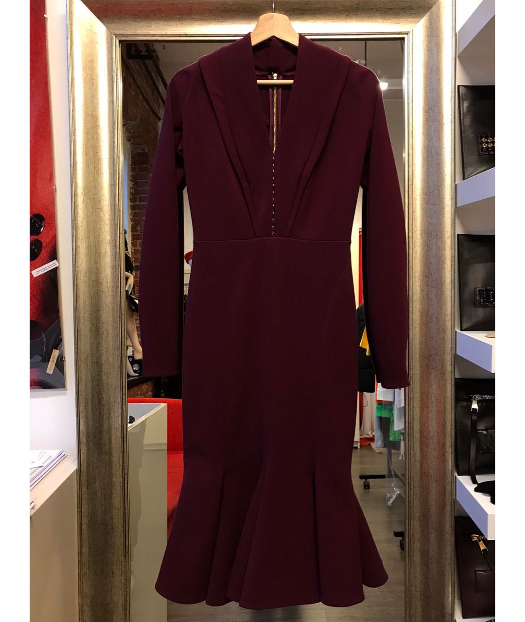 RHEA COSTA Бордовое вискозное повседневное платье, фото 3